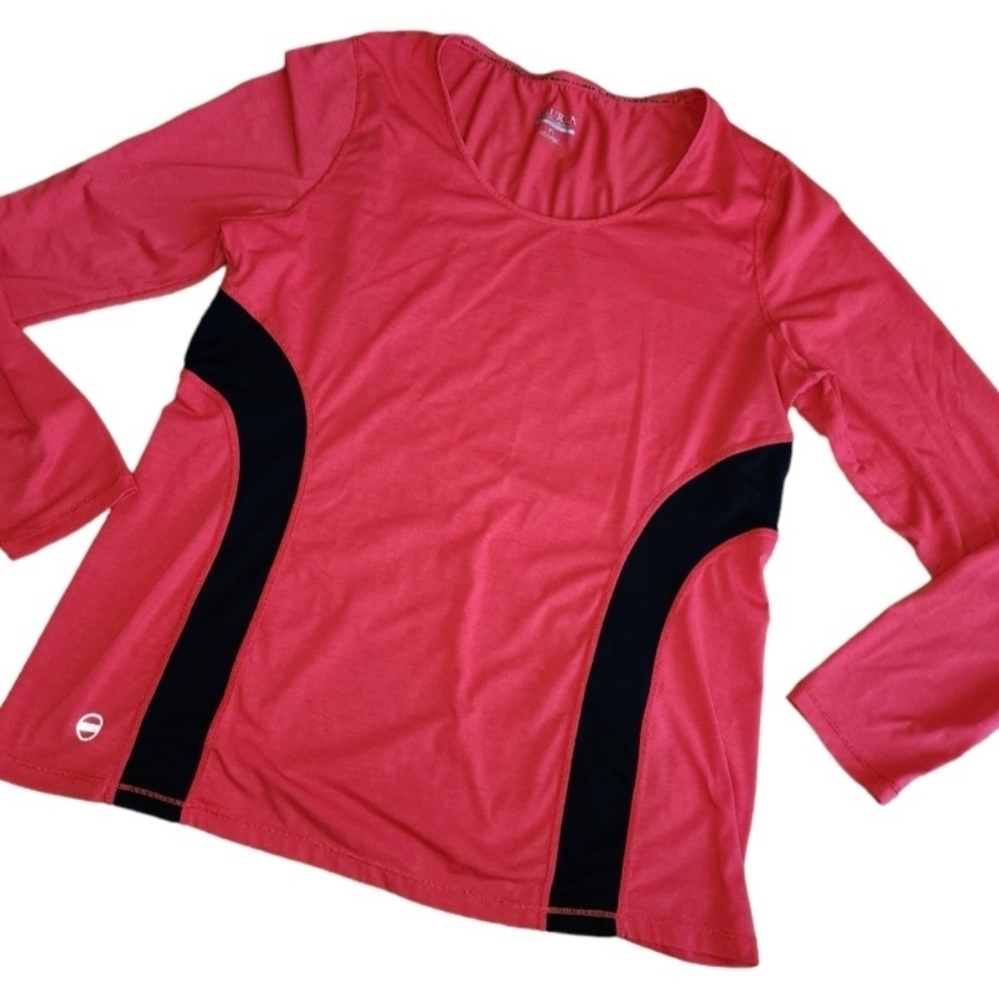 Lauren Ralph Lauren Active TShirt Long Sleeves Red Black XL Stretchy